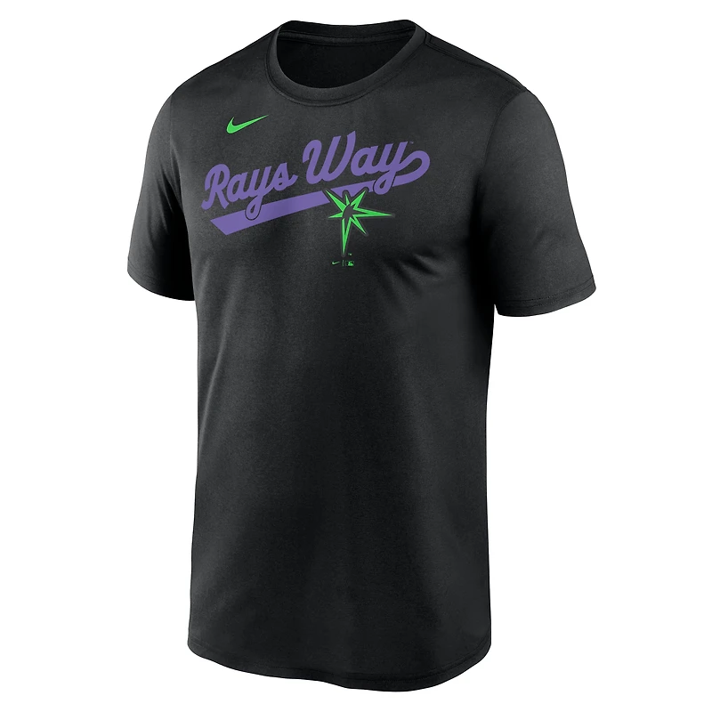 T-shirt Nike noir Tampa Bay Rays City Connect Team Phrase Script Legend Performance pour homme