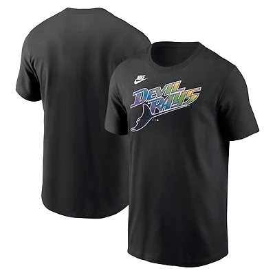 T-shirt Nike noir pour homme, collection Cooperstown, Tampa Bay Rays, logo