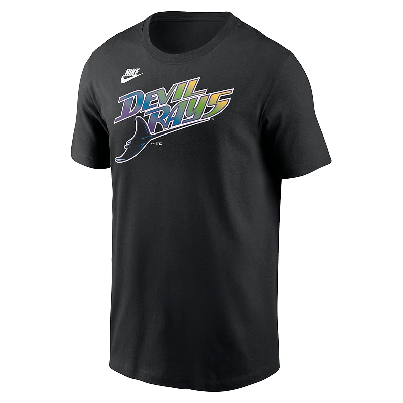 T-shirt Nike noir pour hommes des Rays de Tampa Bay Cooperstown avec le mot-symbole