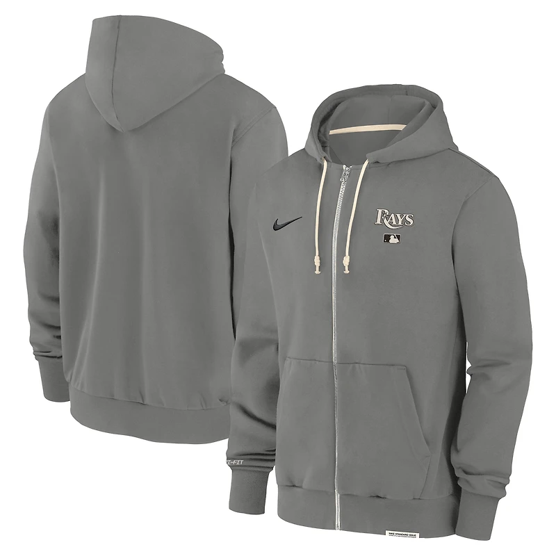 Sweat à capuche entièrement zippé Nike Charcoal Tampa Bay Rays Authentic Collection Travel Performance pour homme
