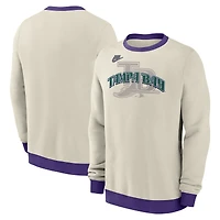 Sweat-shirt en molleton Nike Cream Tampa Bay Rays Cooperstown Collection pour homme