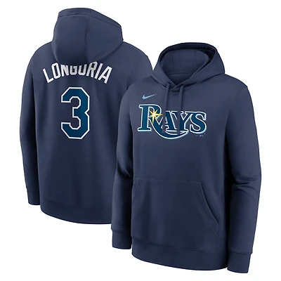 Men's Nike Evan Longoria Navy Tampa Bay Rays Player Name & Number Club Pullover Hoodie