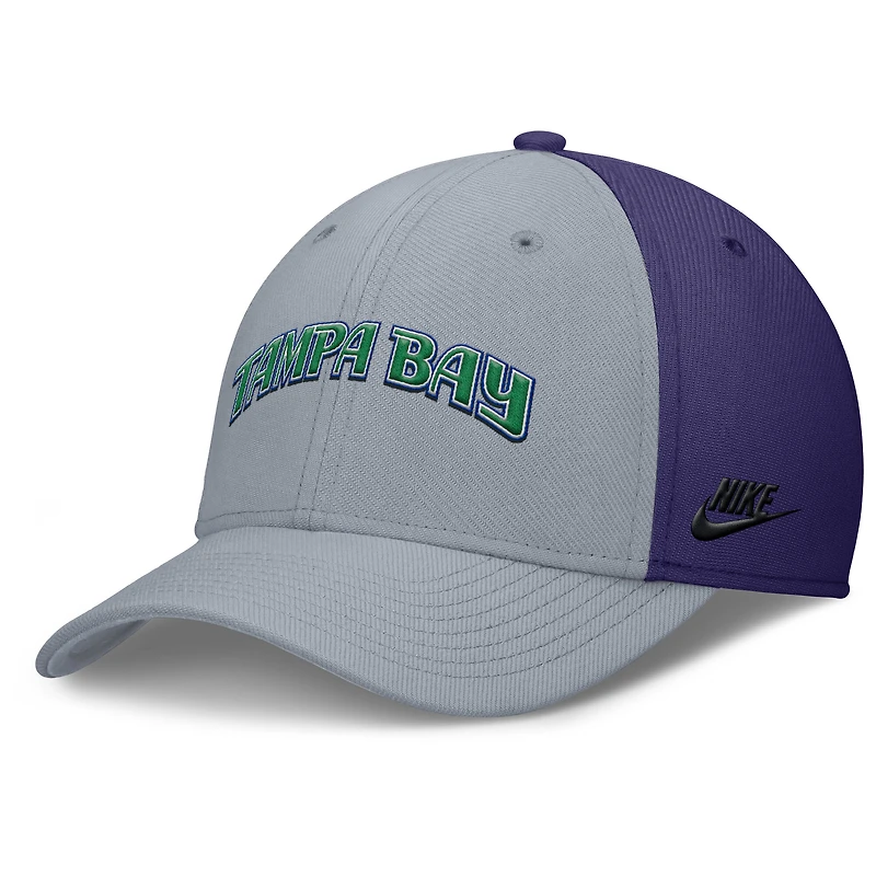 Casquette Nike Performance Flex Rise Swoosh pour homme, gris/violet, des Rays de Tampa Bay