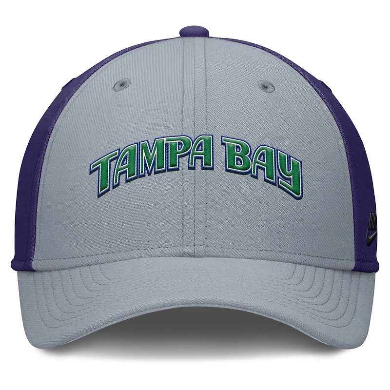 Casquette Nike Performance Flex Rise Swoosh pour homme, gris/violet, des Rays de Tampa Bay