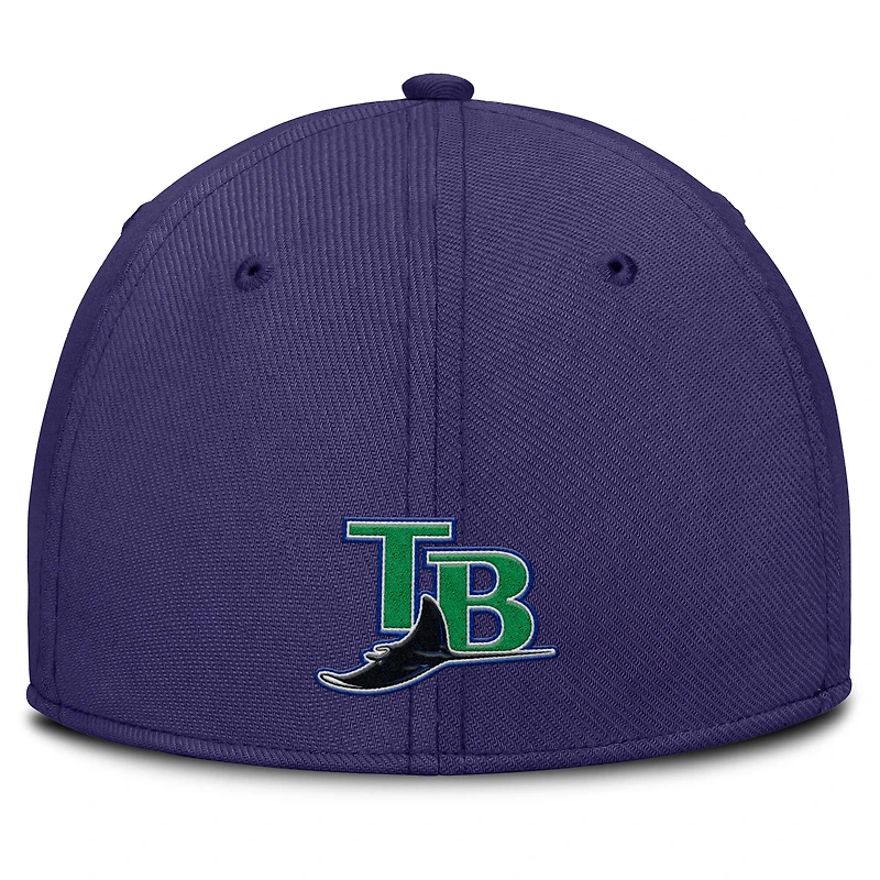 Casquette Nike Performance Flex Rise Swoosh pour homme, gris/violet, des Rays de Tampa Bay