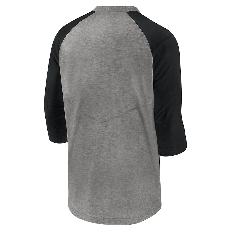 T-shirt à manches 3/4 raglan Nike gris Tampa Bay Rays Authentic Collection Flux Henley pour homme