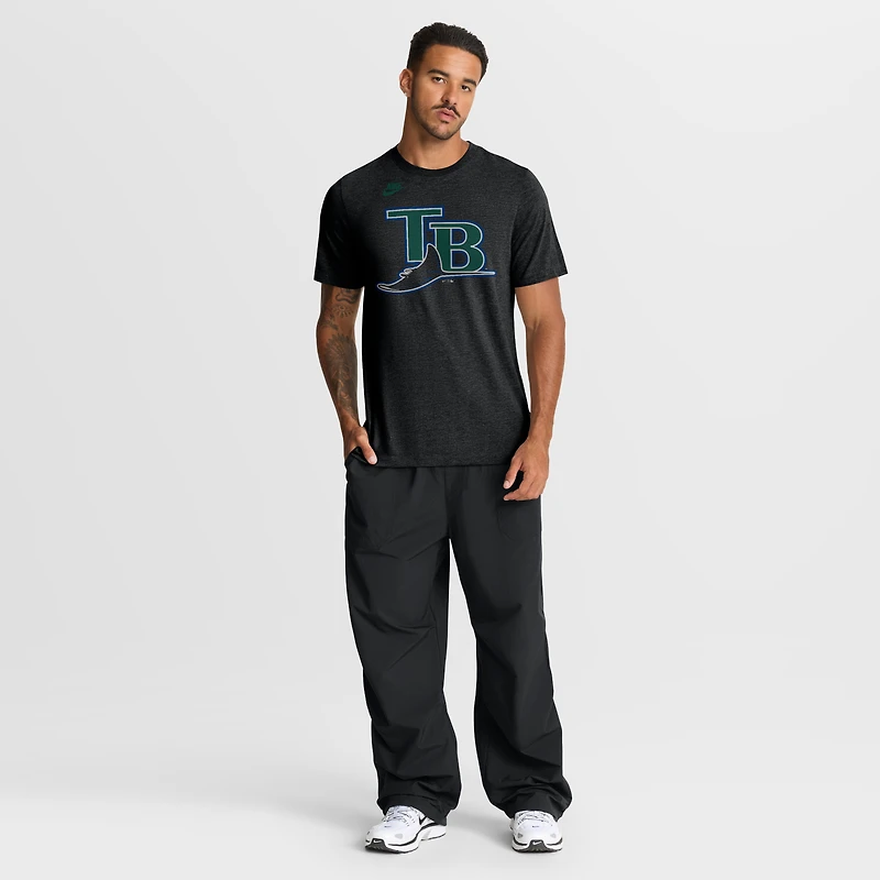 T-shirt Nike Heather Black Tampa Bay Rays Cooperstown Logo Tri-Blend pour homme