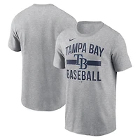 T-shirt arqué Nike gris chiné pour homme des Tampa Bay Rays