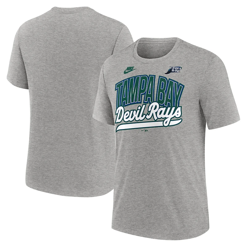 T-shirt Nike gris chiné rétro Tri-Blend pour homme des Rays de Tampa Bay, collection Cooperstown