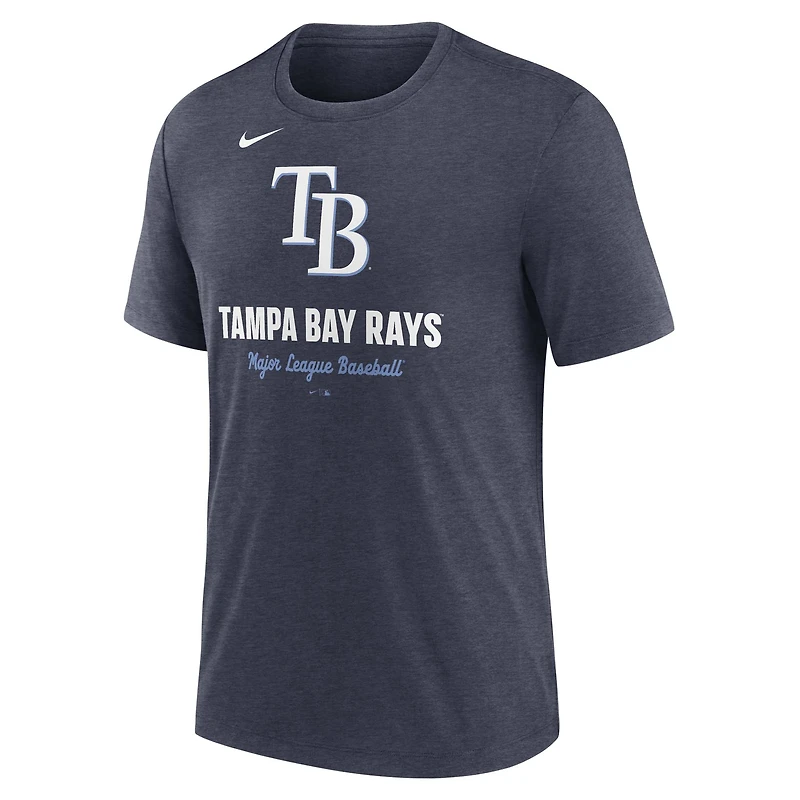 Men's Nike Heather Navy Tampa Bay Rays Logo Tri-Blend T-Shirt