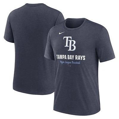 Men's Nike Heather Navy Tampa Bay Rays Logo Tri-Blend T-Shirt