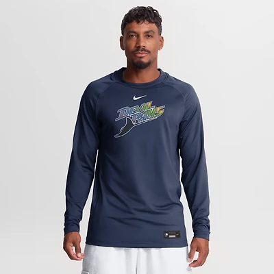 Men's Nike Navy Tampa Bay Rays Authentic Collection Game Time Raglan Long Sleeve T-Shirt