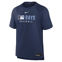 T-shirt raglan Nike bleu marine Tampa Bay Rays Authentic Collection pour homme, technologie Dri-FIT, avant-match