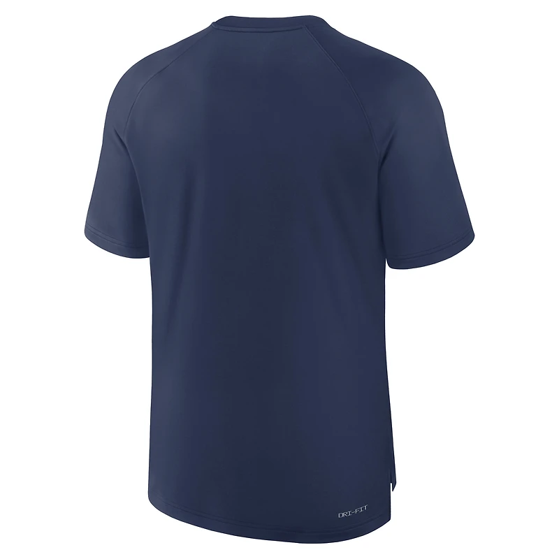 T-shirt raglan Nike bleu marine Tampa Bay Rays Authentic Collection pour homme, technologie Dri-FIT, avant-match