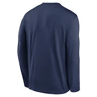 T-shirt à manches longues Nike bleu marine Tampa Bay Rays Authentic Collection avec logo de l'équipe et légende la performance