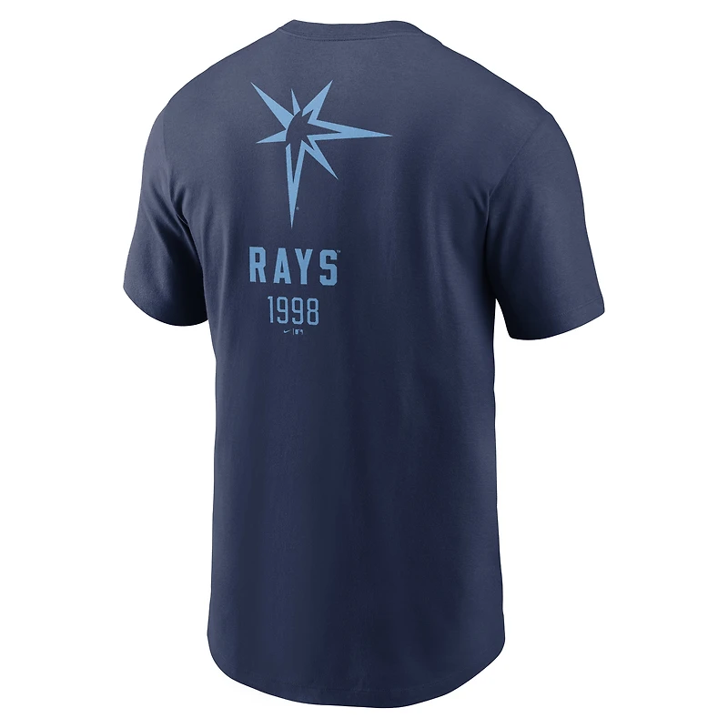 T-shirt Nike bleu marine Tampa Bay Rays avec grand logo dans le dos pour homme