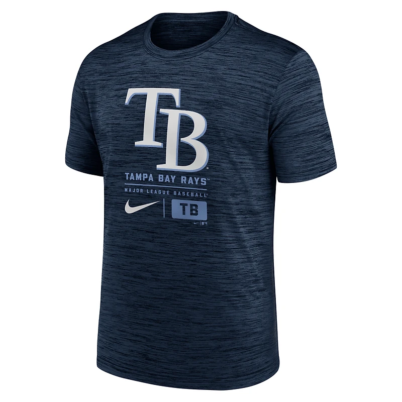T-shirt Nike pour hommes, bleu marine, Tampa Bay Rays, grand logo Velocity