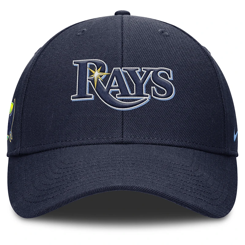 Casquette ajustable Nike Rise Gaberdine bleu marine pour homme des Tampa Bay Rays