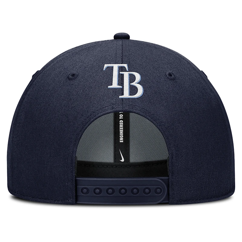 Casquette ajustable Nike Rise Gaberdine bleu marine pour homme des Tampa Bay Rays
