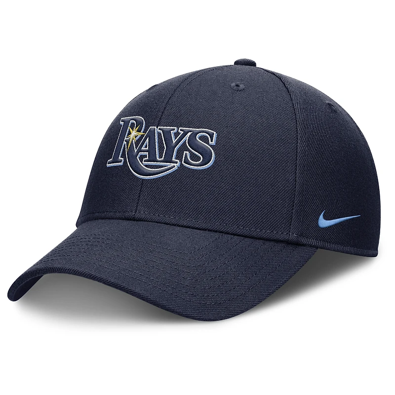Casquette ajustable Nike Rise Gaberdine bleu marine pour homme des Tampa Bay Rays