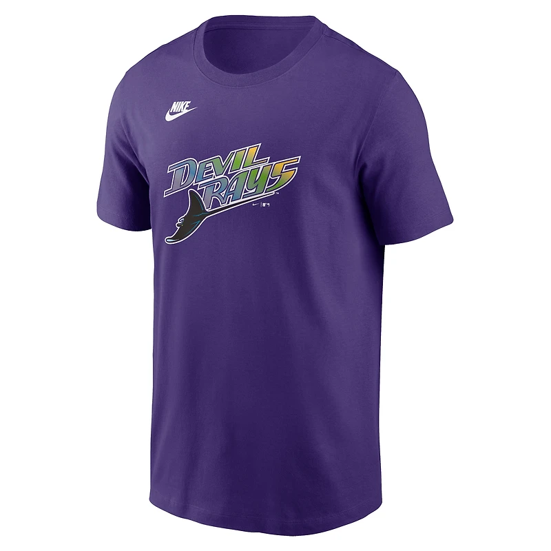 T-shirt Nike violet pour homme de la collection Cooperstown des Tampa Bay Rays