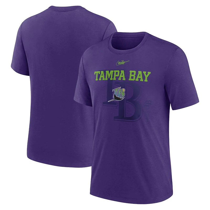 Men's Nike  Purple Tampa Bay Rays Rewind Retro Tri-Blend T-Shirt