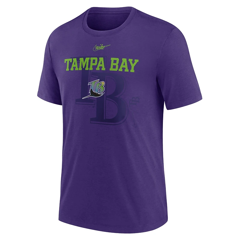 T-shirt à trois mélanges rétro Rewind des Rays de Tampa Bay Nike pour homme violet