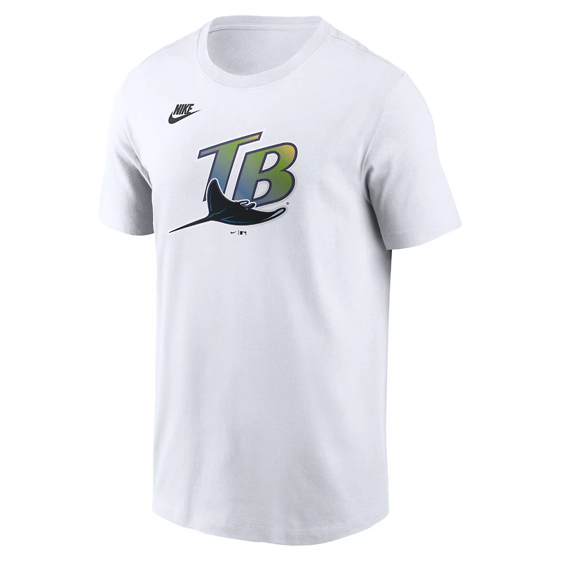 Men's Nike White Tampa Bay Rays Cooperstown Collection Logo T-Shirt