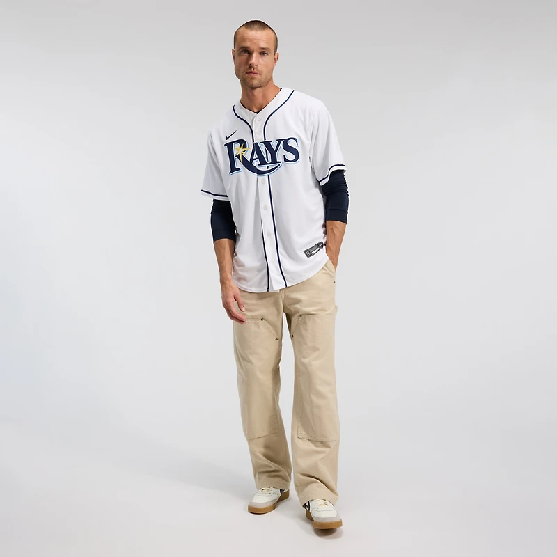 Maillot Nike Yandy Díaz blanc pour homme, réplique domicile des Tampa Bay Rays
