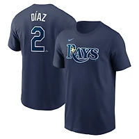 T-shirt Nike Yandy Diaz bleu marine pour homme avec nom et numéro Fuse des Tampa Bay Rays