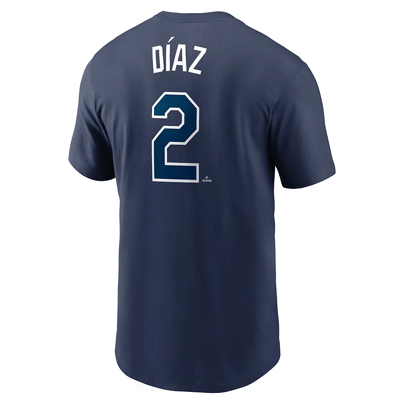 T-shirt Nike Yandy Diaz bleu marine pour homme avec nom et numéro Fuse des Tampa Bay Rays