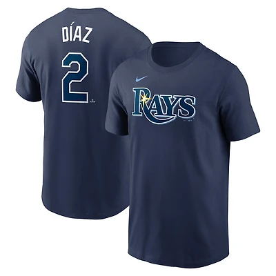 T-shirt Nike Yandy Diaz bleu marine pour homme avec nom et numéro Fuse des Tampa Bay Rays