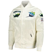 Men's Pro Standard Cream Tampa Bay Rays Cooperstown Collection Pinstripe Retro Classic Satin Full-Snap Jacket