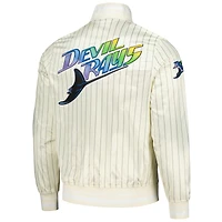 Men's Pro Standard Cream Tampa Bay Rays Cooperstown Collection Pinstripe Retro Classic Satin Full-Snap Jacket