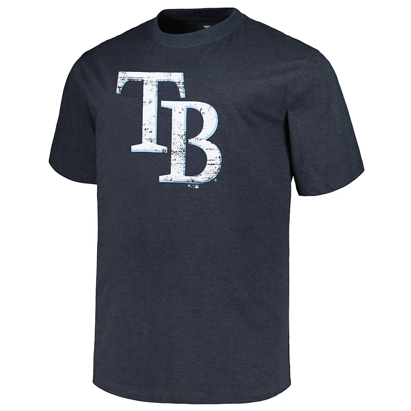T-shirt pour hommes Profile Heather Navy Tampa Bay Rays Big & Tall avec logo vieilli