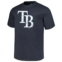 T-shirt pour hommes Profile Heather Navy Tampa Bay Rays Big & Tall avec logo vieilli