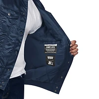 Veste trucker Starter x Levi's bleu marine Tampa Bay Rays en satin à boutons-pression, ornée d'une étiquette argentée.