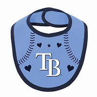Newborn & Infant Navy/Light Blue Tampa Bay Rays Three-Piece Love of Baseball Bib Bodysuit Booties Set