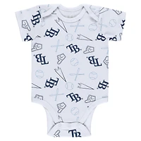 Newborn & Infant WEAR by Erin Andrews Gray/White/Navy Tampa Bay Rays Three-Piece Turn Me Around Bodysuits Pants Set