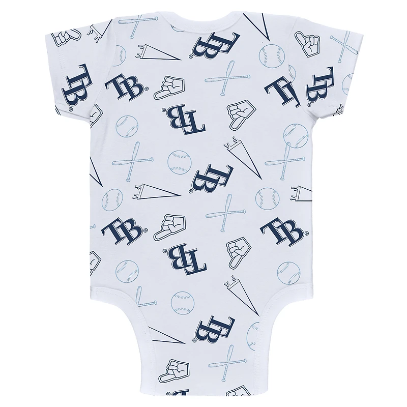 Newborn & Infant WEAR by Erin Andrews Gray/White/Navy Tampa Bay Rays Three-Piece Turn Me Around Bodysuits Pants Set