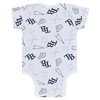 Newborn & Infant WEAR by Erin Andrews Gray/White/Navy Tampa Bay Rays Three-Piece Turn Me Around Bodysuits Pants Set