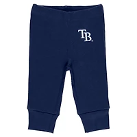Newborn & Infant WEAR by Erin Andrews Gray/White/Navy Tampa Bay Rays Three-Piece Turn Me Around Bodysuits Pants Set