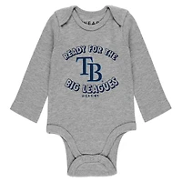 Newborn & Infant WEAR by Erin Andrews Gray/White/Navy Tampa Bay Rays Three-Piece Turn Me Around Bodysuits Pants Set