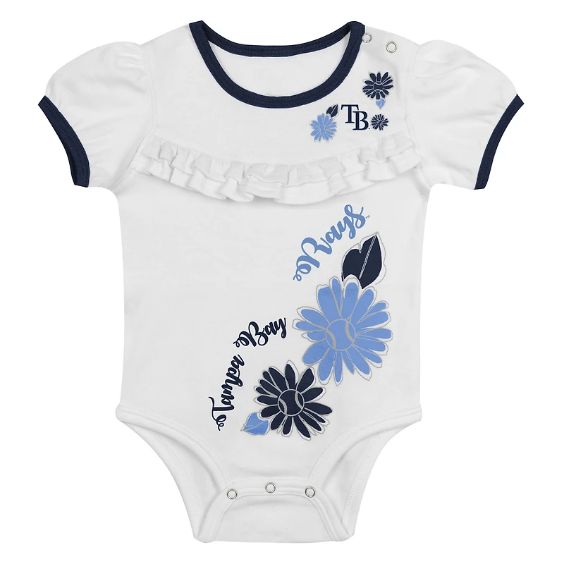 Newborn White/Navy Tampa Bay Rays Sweet Catcher 3-Piece Bodysuit, Headband and Skirt Set