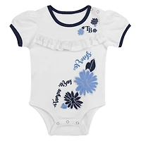 Newborn White/Navy Tampa Bay Rays Sweet Catcher 3-Piece Bodysuit, Headband and Skirt Set