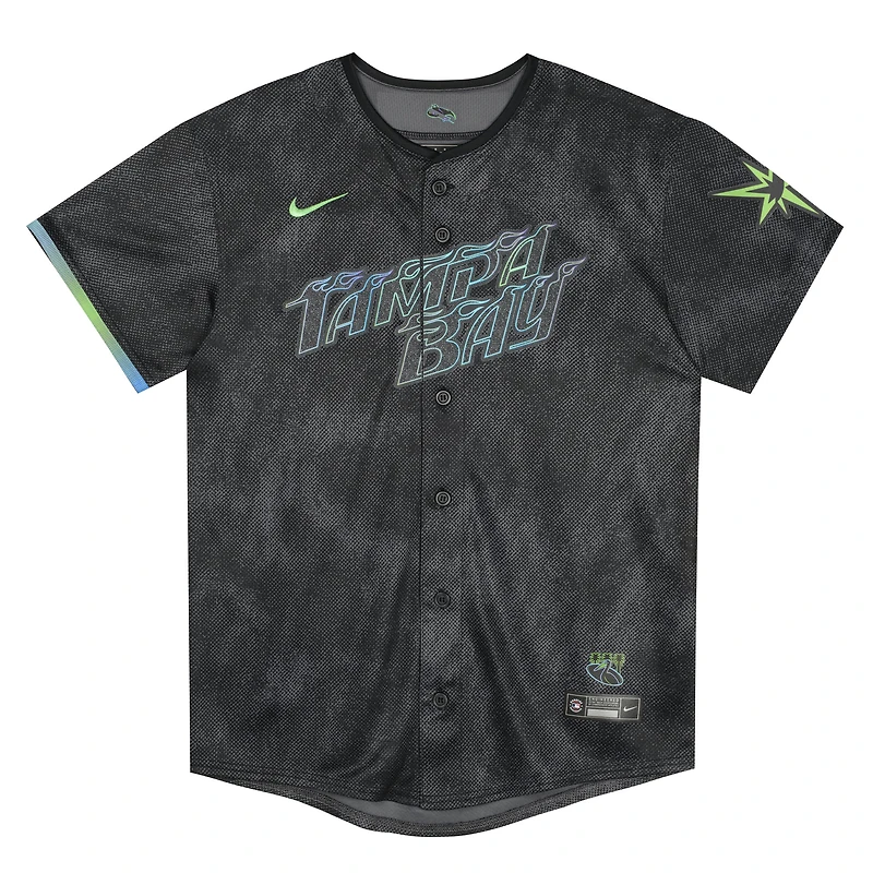 Maillot Nike City Connect noir des Rays de Tampa Bay pour enfants d'âge préscolaire