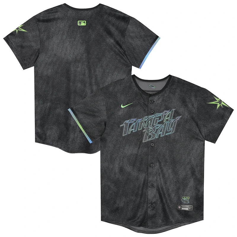 Maillot Nike City Connect noir des Rays de Tampa Bay pour enfants d'âge préscolaire