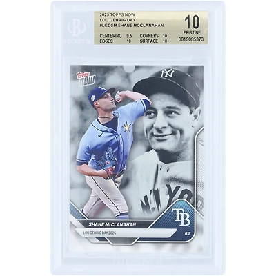 Carte Shane McClanahan Tampa Bay Rays 2025 Topps Now Lou Gehrig Day #LGD-SM Authentifiée BGS 10 - Sous-notes 9,5, 10, 10, 10