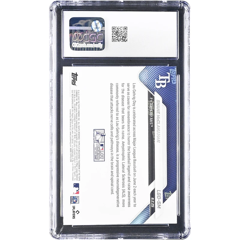 Shane McClanahan Tampa Bay Rays 2025 Topps Now Lou Gehrig Day #LGD-SM CGC Authenticated 10 Card