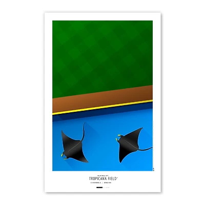 Affiche minimaliste du stade des Tampa Bay Rays au Tropicana Field (11 x 43 cm)